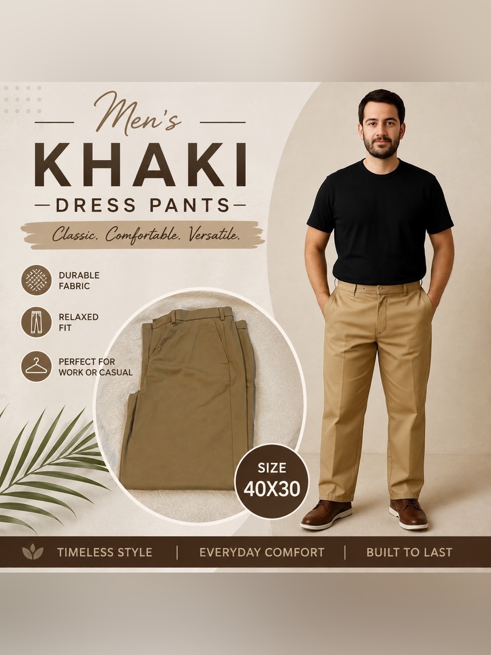 George Khaki Tan Cotton Dress Pants 40x30